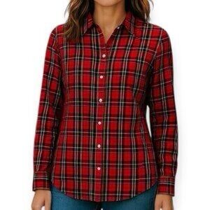 Women Lands' End Red and white Shirt